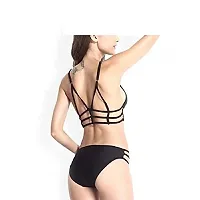 SUJUKA Strap Bra Panty Set for Noughty Look | Sexy Lingerie for Women | Sexy Dress for Sex | Hot Bikini Set for Honeymoon Mood | Girls Night Dress | Black-thumb1