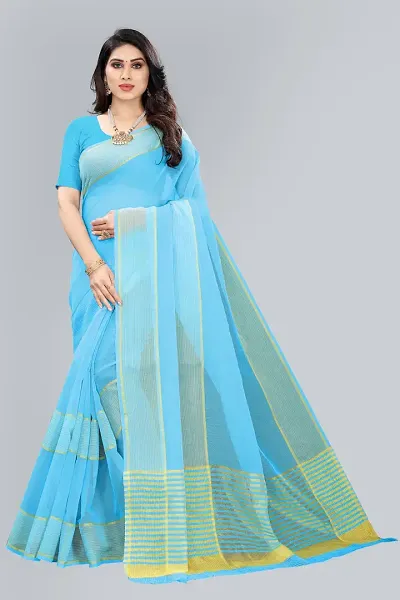 Stylish Polycotton Saree without Blouse piece For Women