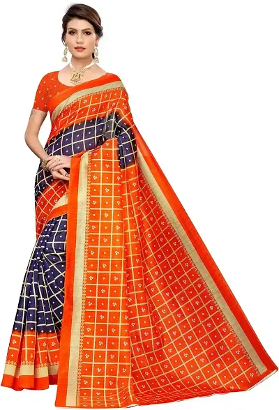 Elegant Art Silk Checked Women Saree with Blouse piece