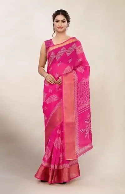 Stylish Fancy Blend Saree With Blouse Piece For Women