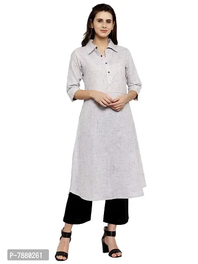 Sayesha Grey Shirt Collar Women's Cotton Kurti