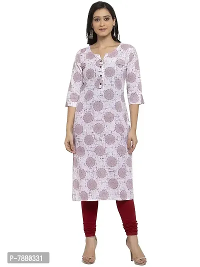 Sayesha White Red Circle Printed Women's Cotton Kurti-thumb0