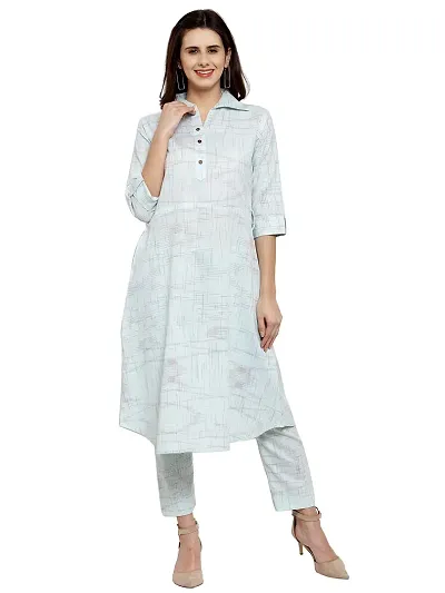 Sayesha Shirt Collar A-Line Women's Kurti with Pants(XS TO 7XL)