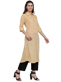 Sayesha Yellow Shirt Collar Women's Cotton Kurti-thumb1