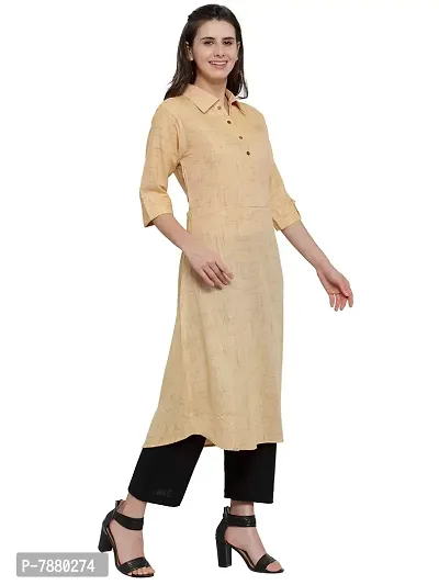 Sayesha Yellow Shirt Collar Women's Cotton Kurti-thumb2