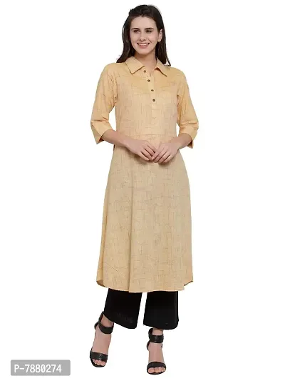 Sayesha Yellow Shirt Collar Women's Cotton Kurti-thumb0