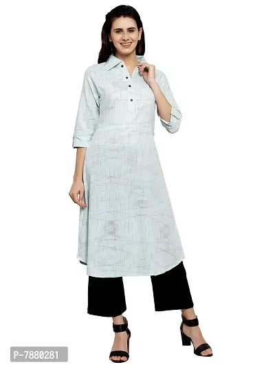 Sayesha Sky Blue Shirt Collar Women's Cotton Kurti-thumb0