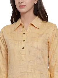 Sayesha Yellow Shirt Collar Women's Cotton Kurti-thumb4