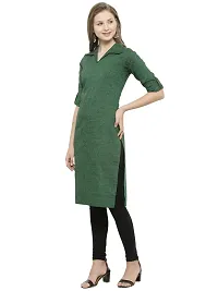 Bottle Green Shirt Collar Kurti-thumb2