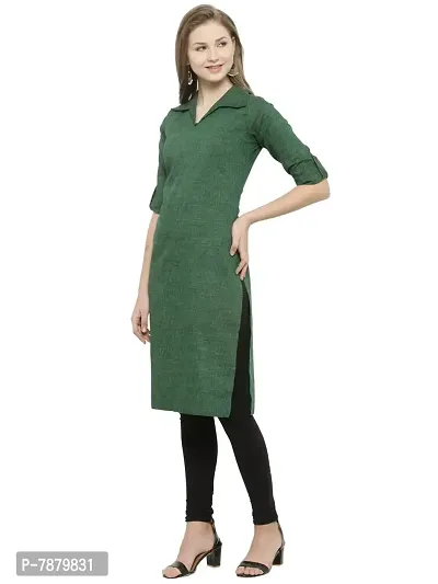 Bottle Green Shirt Collar Kurti-thumb3