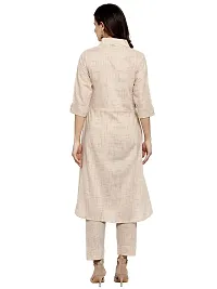 Sayesha Beige Shirt Collar A-Line Women's Cotton Kurti with Cotton Pants(XS TO 7XL)-thumb3