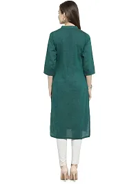 Rama Green Chinese Collar Cotton Kurti-thumb3