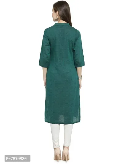 Rama Green Chinese Collar Cotton Kurti-thumb4