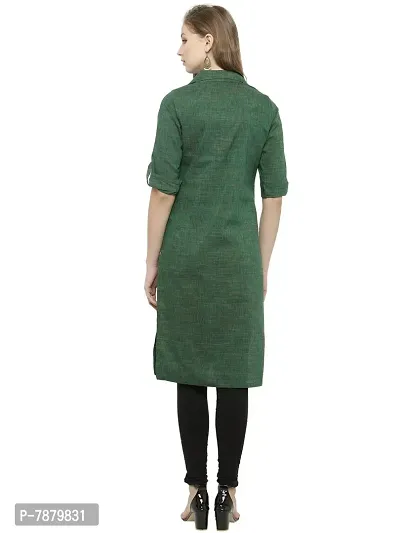 Bottle Green Shirt Collar Kurti-thumb4