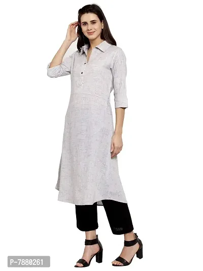 Sayesha Grey Shirt Collar Women's Cotton Kurti-thumb2