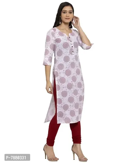 Sayesha White Red Circle Printed Women's Cotton Kurti-thumb2