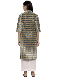 Sayesha Yellow Multicolor ZigZag Mandarin Collar Women's Cotton Kurti-thumb2