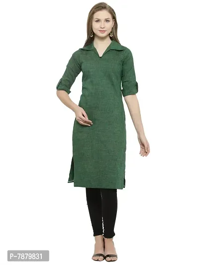 Bottle Green Shirt Collar Kurti-thumb0