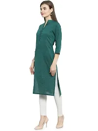 Rama Green Chinese Collar Cotton Kurti-thumb2