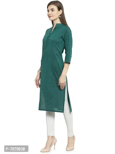 Rama Green Chinese Collar Cotton Kurti-thumb3