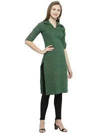 Bottle Green Shirt Collar Kurti-thumb1