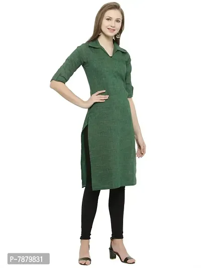 Bottle Green Shirt Collar Kurti-thumb2