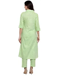 Sayesha Green Shirt Collar A-Line Women's Cotton Kurti with Cotton Pants(XS TO 7XL)-thumb3