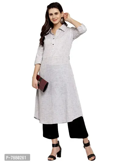 Sayesha Grey Shirt Collar Women's Cotton Kurti-thumb3