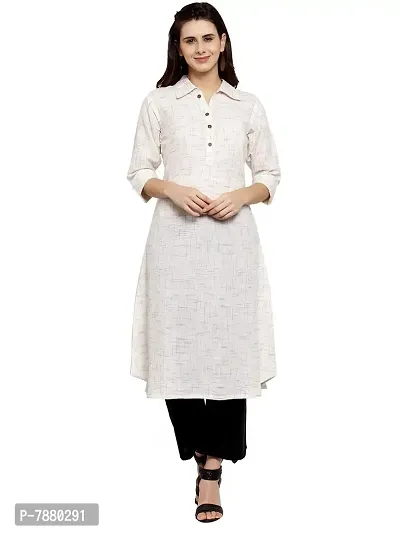 Sayesha White Shirt Collar Women's Cotton Kurti-thumb0