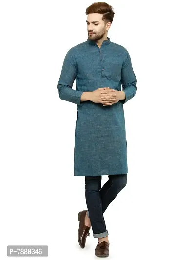 Sayesha Blue Long Cotton Kurta-thumb0