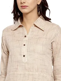 Sayesha Beige Shirt Collar A-Line Women's Cotton Kurti with Cotton Pants(XS TO 7XL)-thumb4