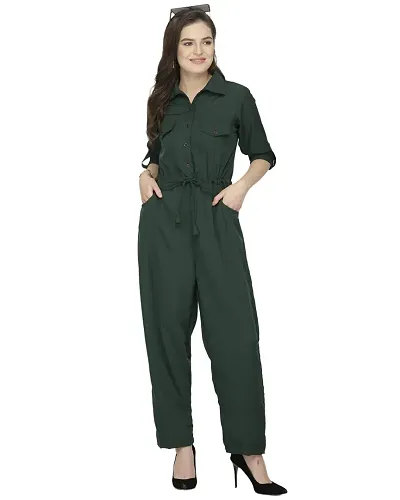 Sayesha Bottle Plain American Crepe Jumpsuit