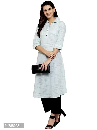 Sayesha Sky Blue Shirt Collar Women's Cotton Kurti-thumb3