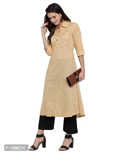 Sayesha Yellow Shirt Collar Women's Cotton Kurti-thumb3