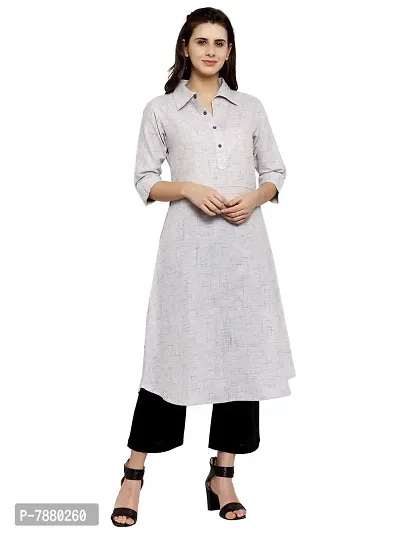 Sayesha Grey Shirt Collar Women's Cotton Kurti-thumb0