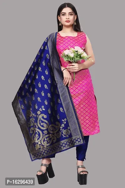 Stylish Fancy Jacquard Unstitched Dress Material Top With Bottom And Dupatta Set For Women