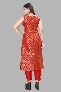 Stylish Red Jacquard Kurta, Bottom And Dupatta Set For Women-thumb2