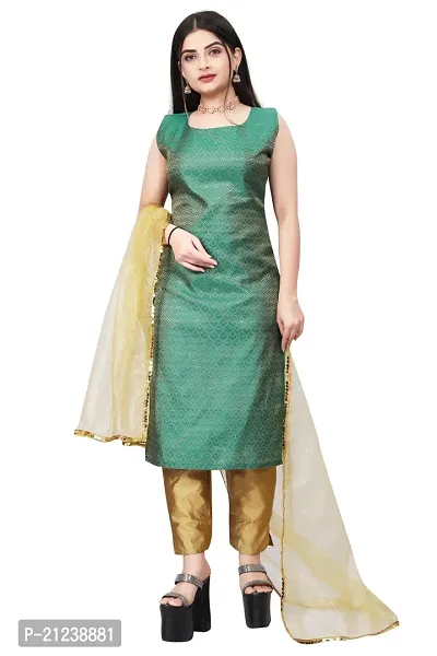 Stylish A-Line Teal Jacquard Jacquard kurta Set-thumb0