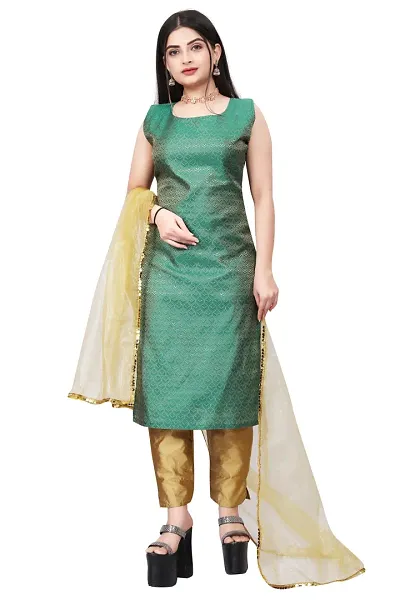 Stylish Jacquard Kurta And Pant With Dupatta Set For Women