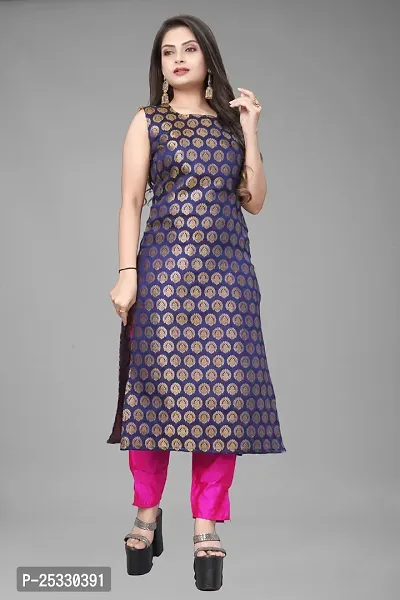 A-Line Black Woven Design Jacquard kurta Set-thumb0