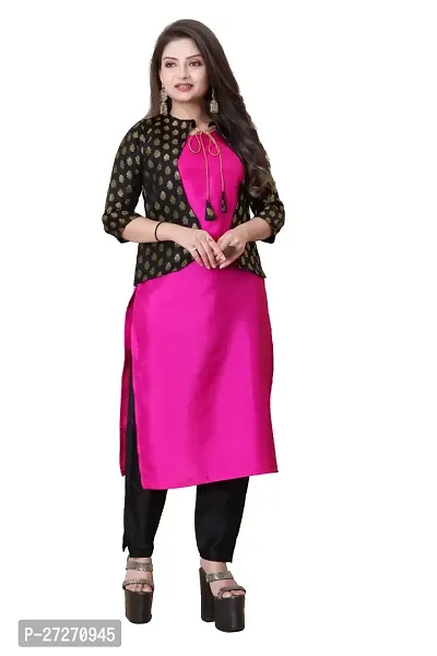 Stylish Soft Silk Kurta With Pant And Koti Set For Women-thumb0