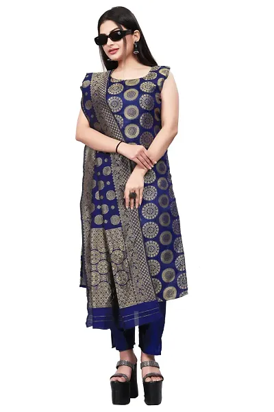 Womens Woven Design Kurta Pant With Dupatta Set