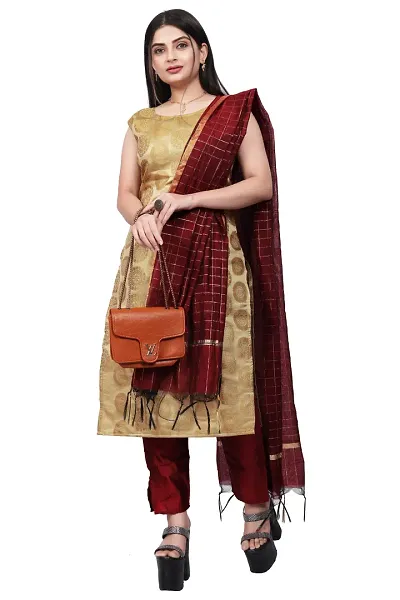 Elegant Jacquard Art Silk Kurta with Pant And Dupatta Set For Women