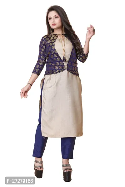 Stylish Soft Silk Kurta With Pant And Koti Set For Women