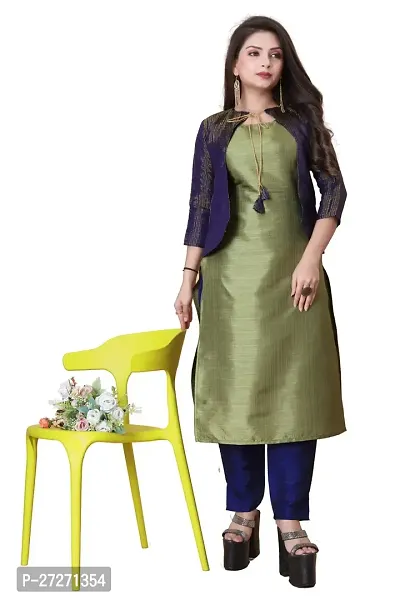 Stylish Soft Silk Kurta With Pant And Koti Set For Women-thumb0