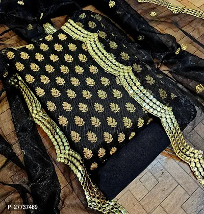 Elegant Banarasi Silk Jacquard Weave Dress Material with Dupatta For Women-thumb0