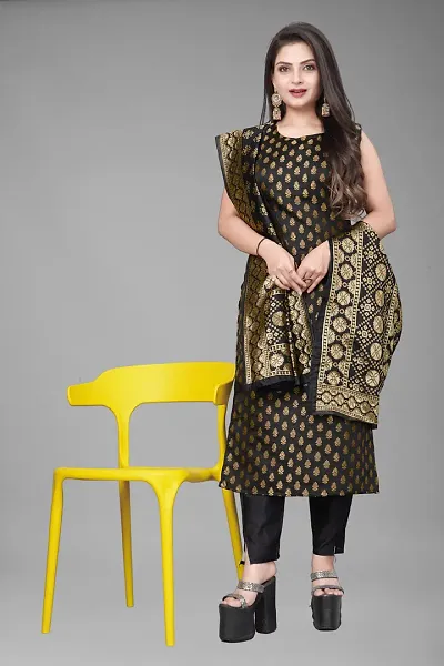 A-Line Woven Design Jacquard Kurta Set