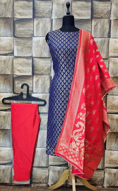 Stylish Jacquard Kurta, Bottom And Dupatta Set For Women