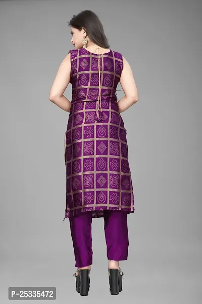 A-Line Purple Woven Design Jacquard kurta Set-thumb4