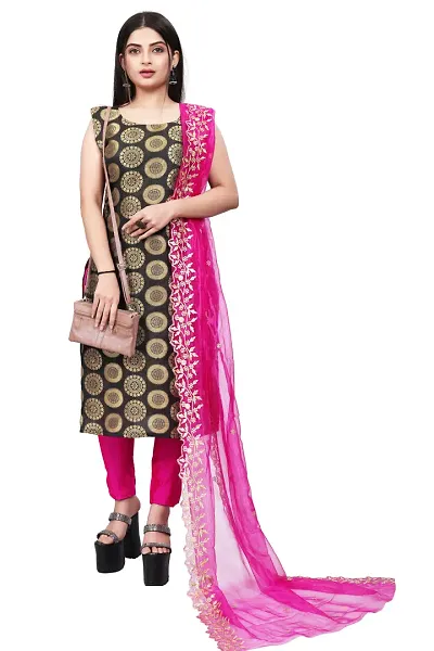 Womens Woven Design Kurta Pant With Dupatta Set